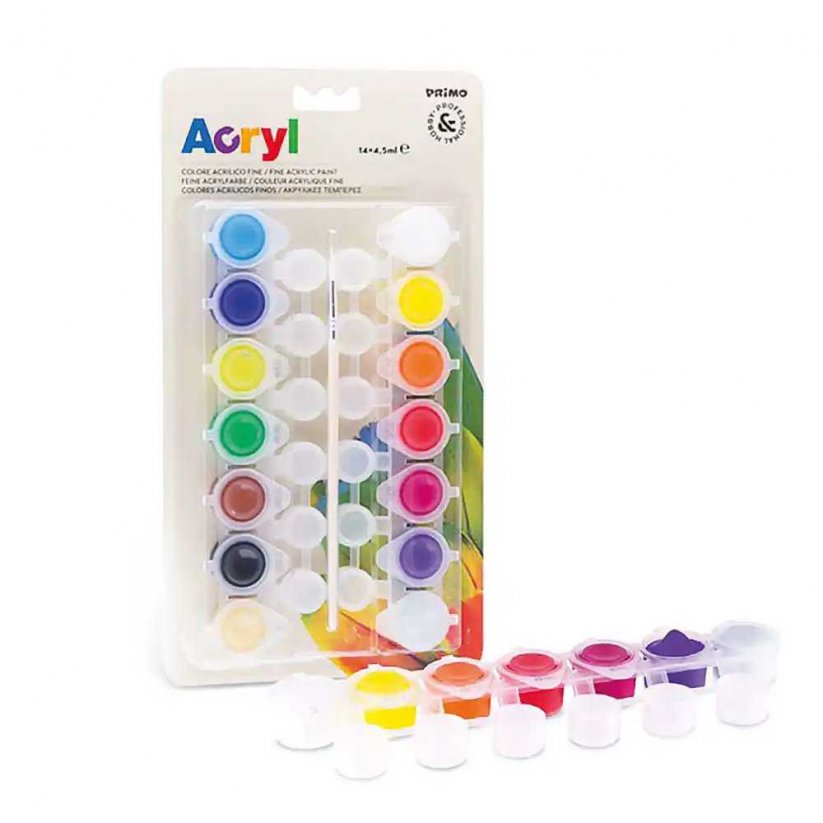Akrylové barvy se štětcem - Standard - 14 × 4,5ml