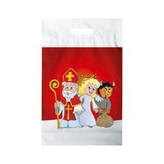 Mikulášská taška PE s Mikulášem červená 20x30x8 cm