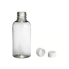 Plastová lahvička čirá s bílým uzávěrem Via 50 ml