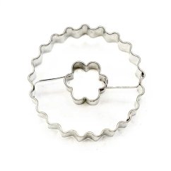 Vroubkované kolečko + kytička | vykrajovátko se středem