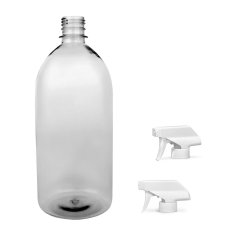 Plastová láhev čirá s bílým pistolovým rozprašovačem Tera 1 L