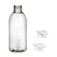 Plastová lahvička čirá s bílým pistolovým rozprašovačem Tera 250 ml