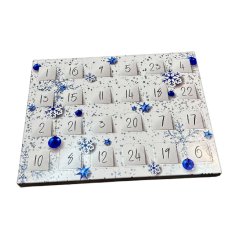 Adventní kalendář "Stříbrno-modrý " 28x22x2cm