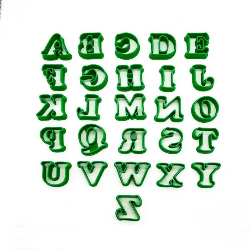 Alfabet A-Z - podstawowy | zestaw wykrawacz do ciastek - Rozmiar: 5 cm