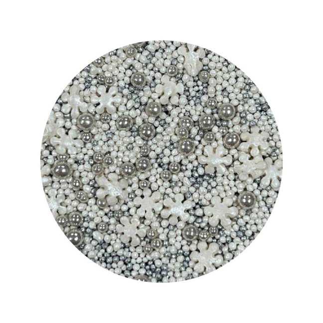 Cukrové zdobení bílé a stříbrné Snow White Silver (80 g) Besky edice