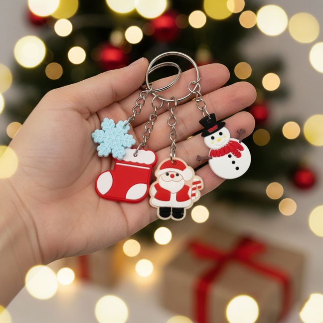Dárky vánoční klíčenka gumová 35 mm
