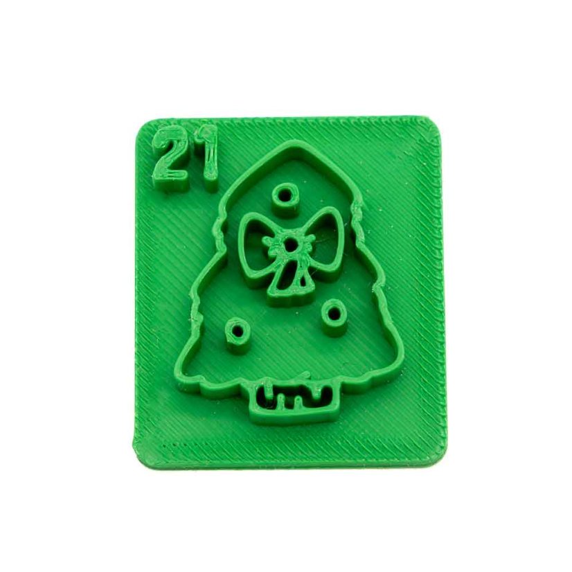 Stromek mašle s číslem 21 | razítko pro adventní kalendář