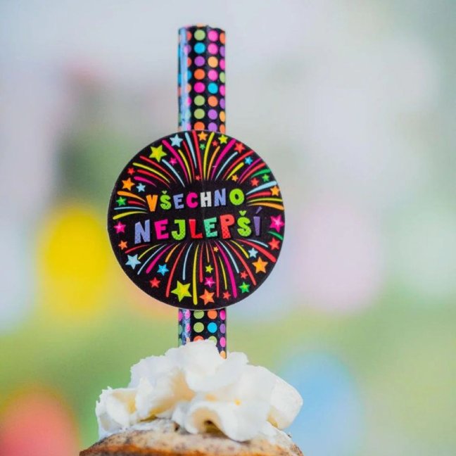 Dortová fontána všechno nejlepší černá doba hoření 45s délka 12 cm