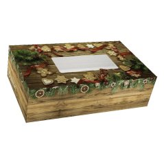 Vánoční krabička "perníčky na dřevě" 25x15x7cm